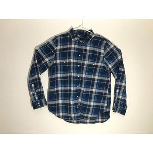 Untuckit Mens 14 L Blue Plaid Shirt *7